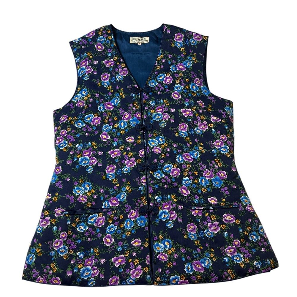 Green Pine women’s size medium floral vest vintage - Picture 2 of 9